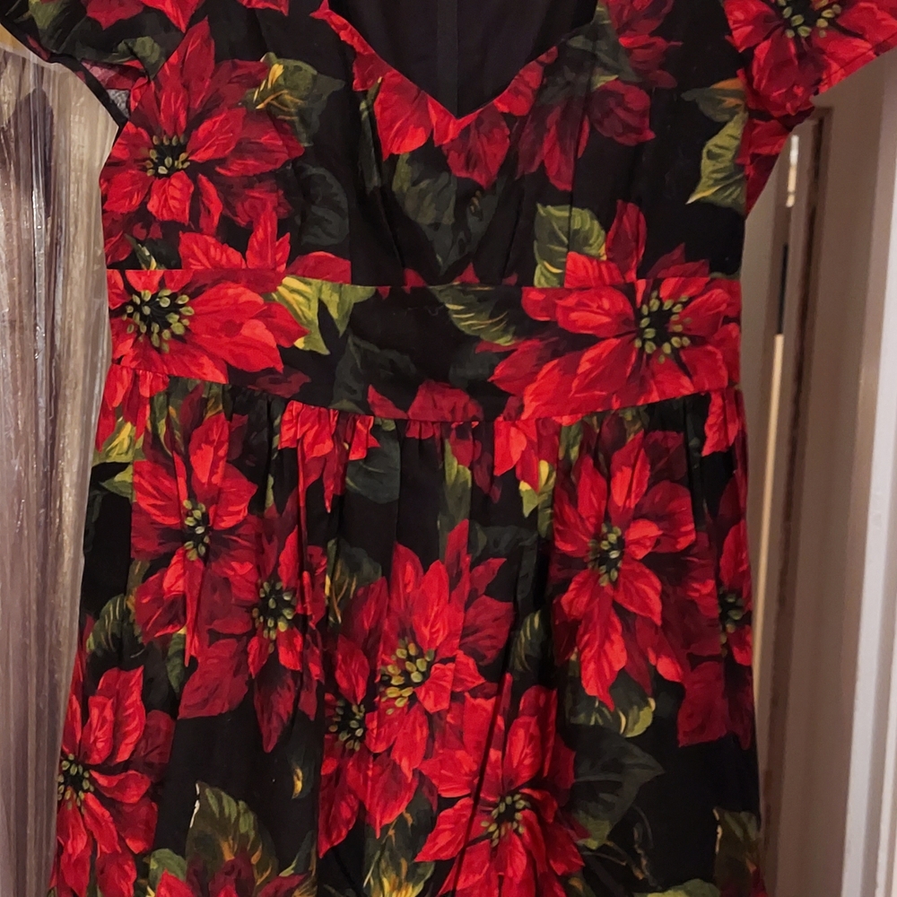 From Anthropolgie Modcloth Red and Green Floral Mini Dress